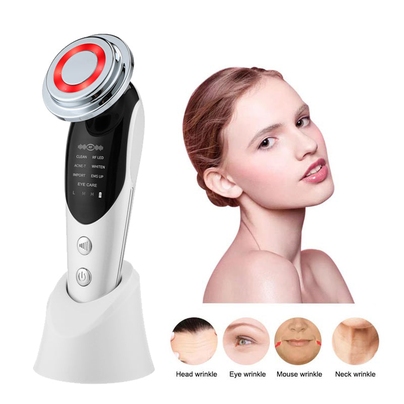 7 in 1 RF EMS Micro Current Lifting Device Vibration LED Face Skin Rejuvenation Wrinkle Remover Anti Aging Facial Beauty DeviceN