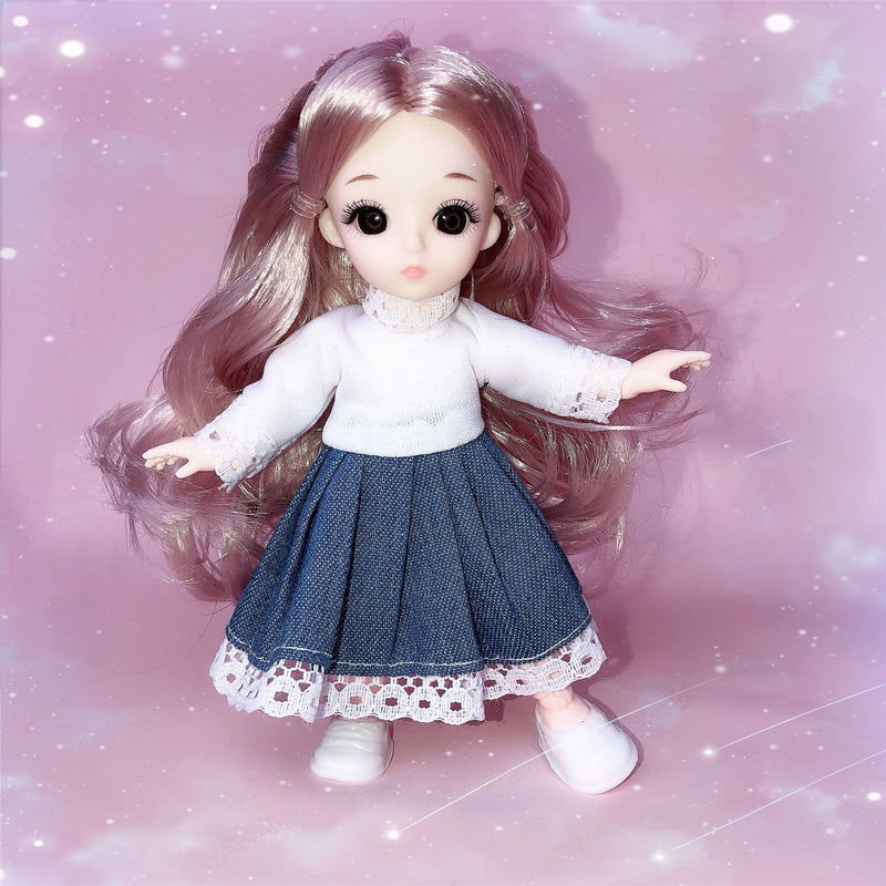 Cute 13 Movable Jointed Body 17cm Dolls with Clothes Mini BJD Baby Doll Fashion Baby Girls Dress Dolls Toy For Girl Gifts