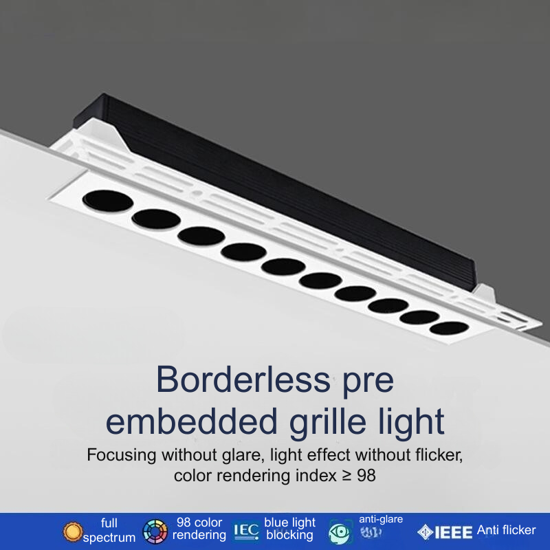 Smart Pre-Embedded Borderless Grille LED Light - Recessed Linear Strip | Living Room No Main Light - -108WLY