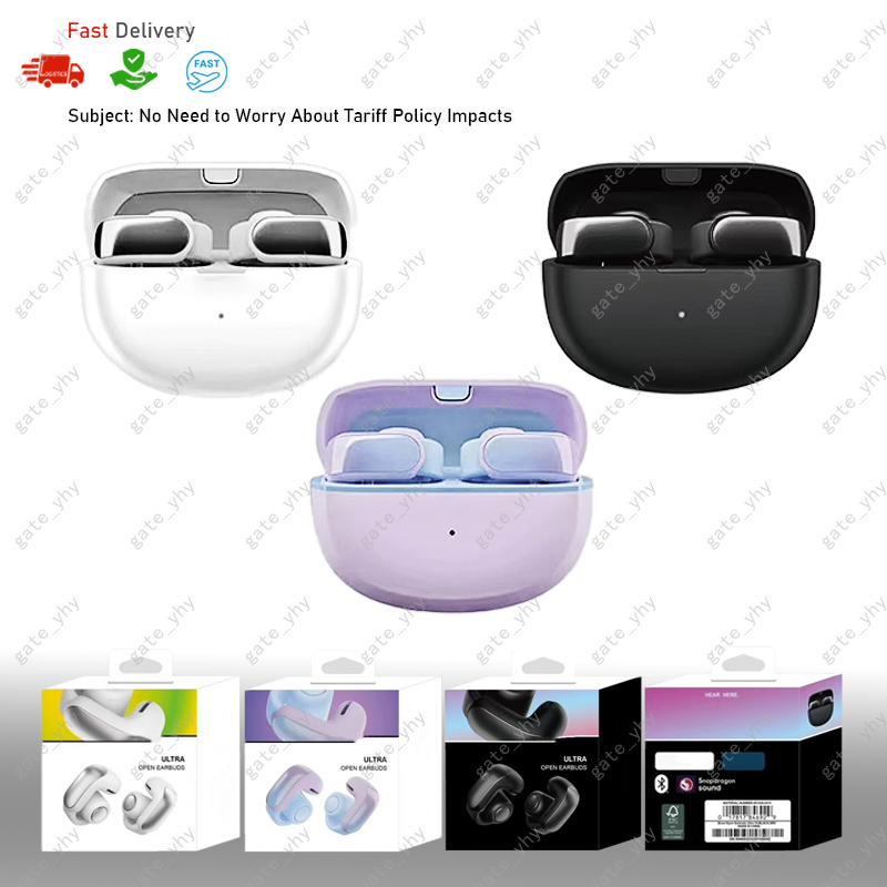 BS Ultra Open Earbuds wireless Headphones Bluetooth noise reduction HD Mic Call Earphones TWS sports waterproof Ear Clip in-ear touch game Headsets