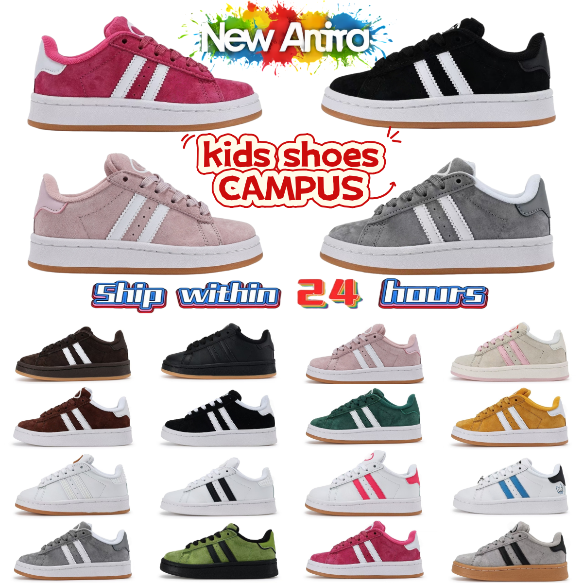 Campus Kids Shoes low boys Sports Girls 00s baby sneakers designer trainers Running shoe black white kid youth toddler infants triple Red argon grey