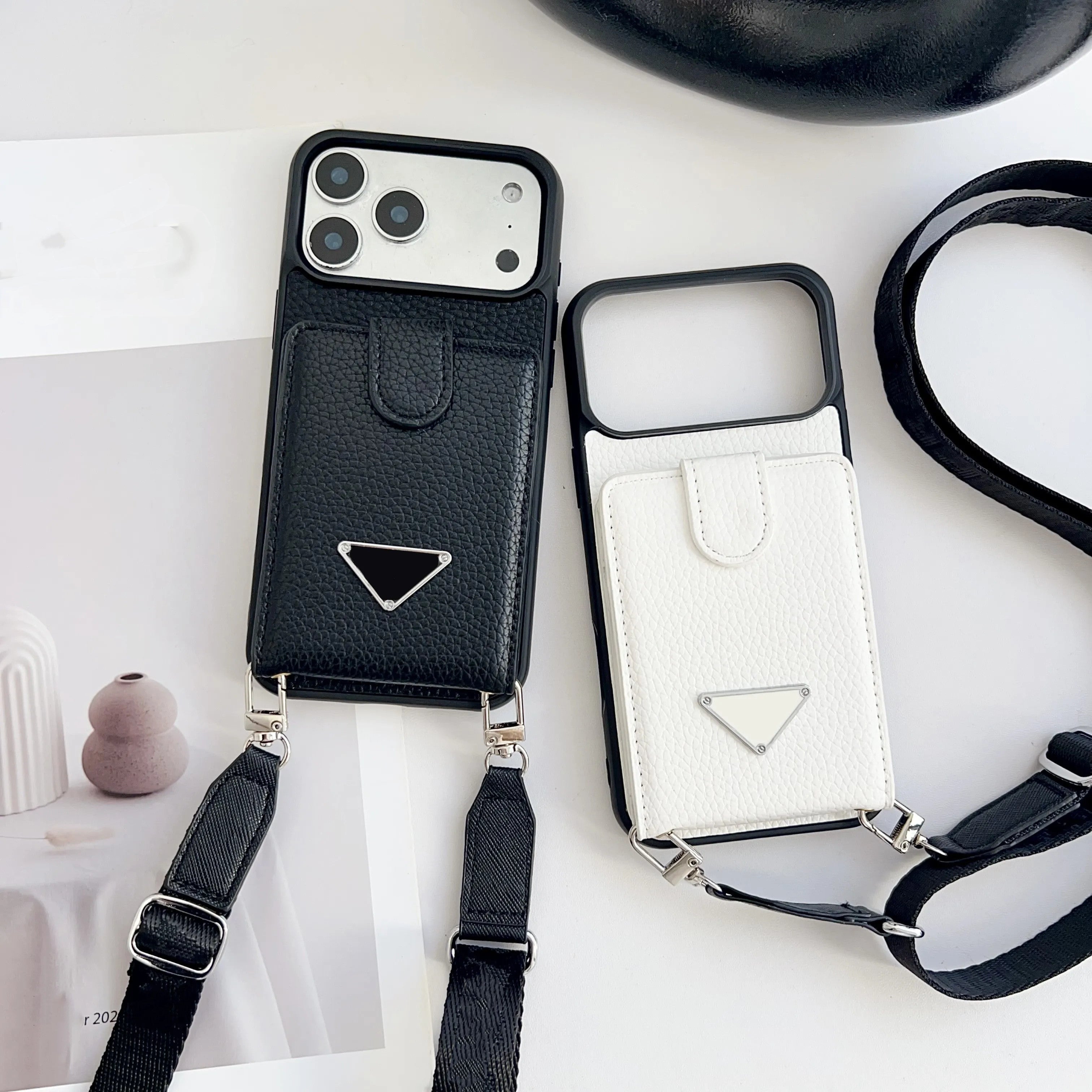 Crossbody Phone Case Designer iPhone Case For iPhone 17 Pro Max 16 Pro Max 15 14 13 16 Plus 17 12 Plus Case Card Holder Bag Fashion Caviar Leather W