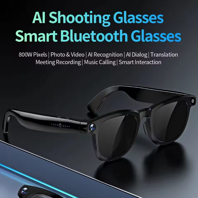 AI Smart Glasses with 8MP Camera, 1080P HD Video & Photo Recording, Real-Time Translation, Anti-Blue Light Lenses, for Men Women Ideal for Outdoor S