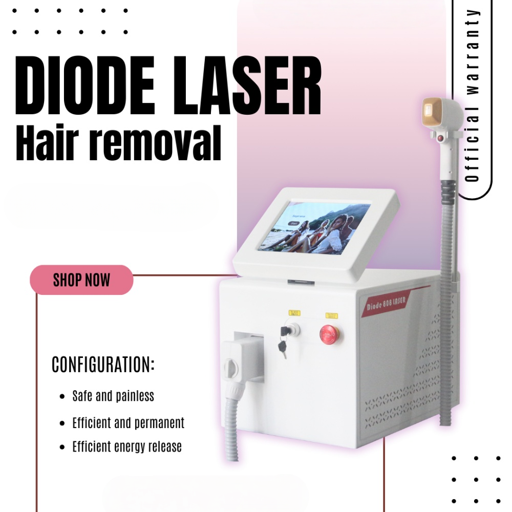Ice Titanium Diode Laser Hair Removal Device, Alexandrite 3-Wavelength (755nm 808nm 1064nm), Painless & Permanent