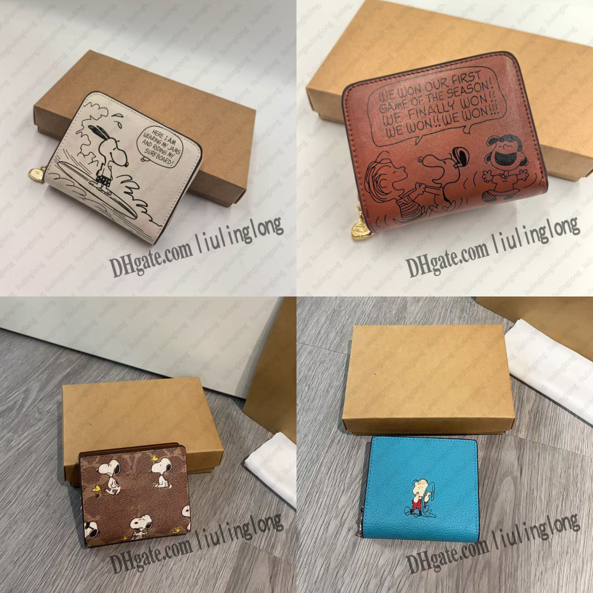 Designer Peanuts Wallet Newspaper Printed Small Surround Zipper Card Bag Mens Card Holder Women Snoopys Graffiti Leather Wallet Zipper Coin Purse Cl