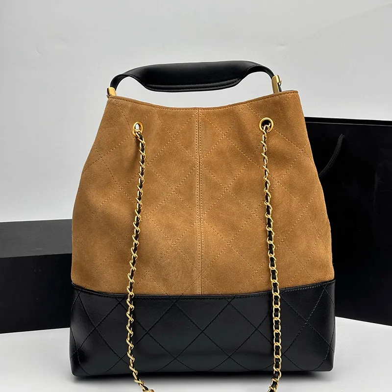 25A Designer Real Suede Leather Shoulder Bags Plaid Shopping Bag With Chain Belt Woman Luxury Handbag Vintage Hobo Genuine Leather Patchwork Classic