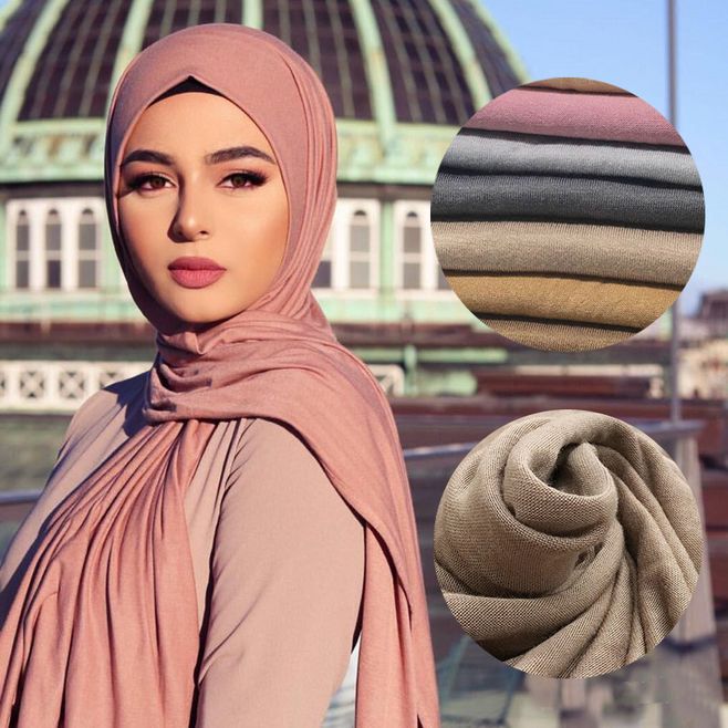 Fashion Cotton Jersey Muslim Scarf Hijabs Long Shawl Plain Colors Soft Turban Islamic Headscarf Wraps Africa Headband 170x60cm