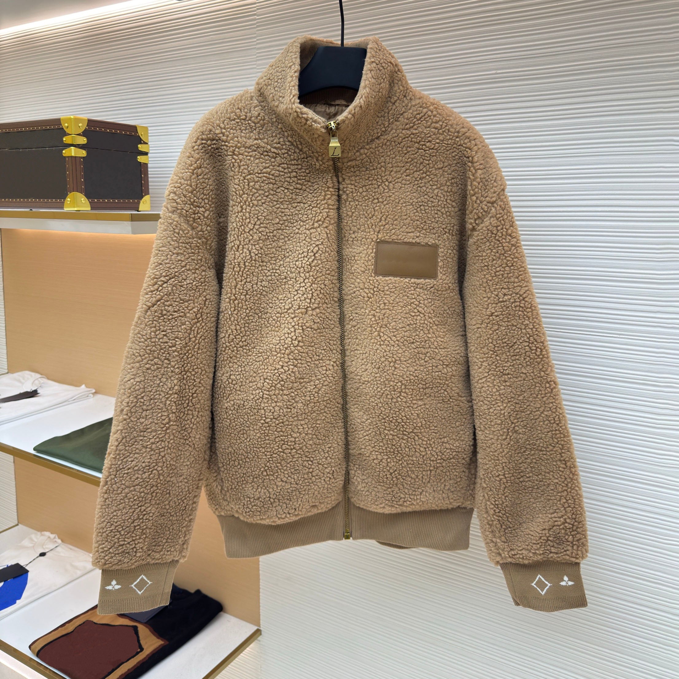 High quality designer men&#039;s outerwear men&#039;s jacket Teddy cotton wool mixed fleece waist cinching jacket