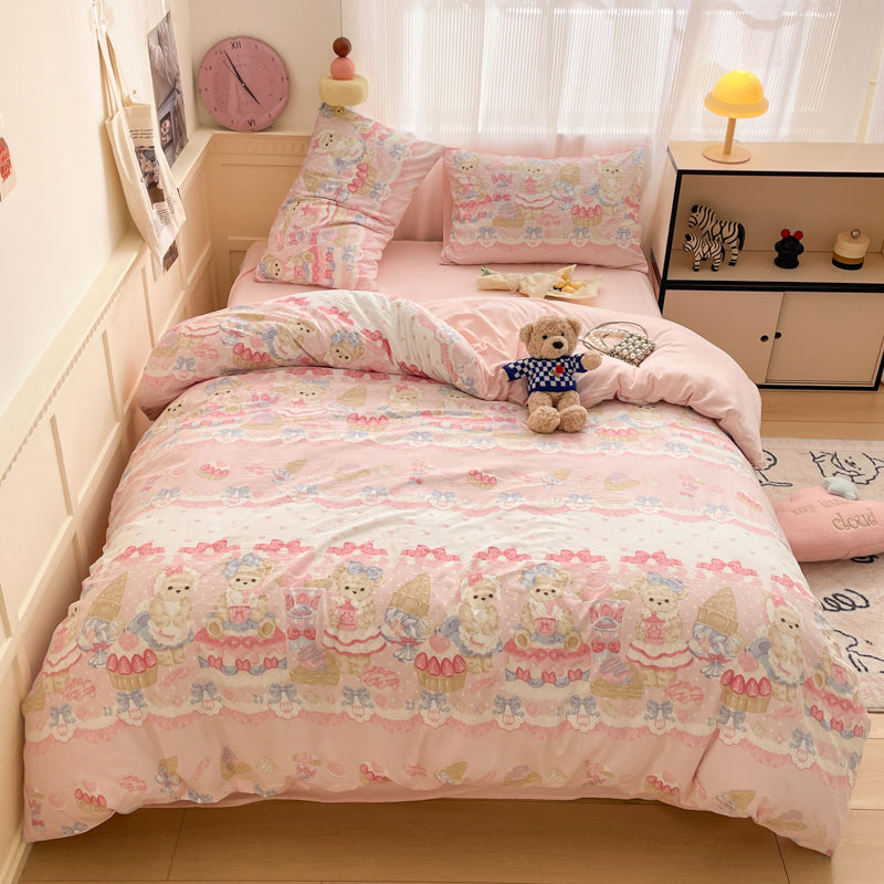 Luxurious Soft Cotton Bedding Set Featuring Delicate Lace Trim for a Cozy Sleep Experience