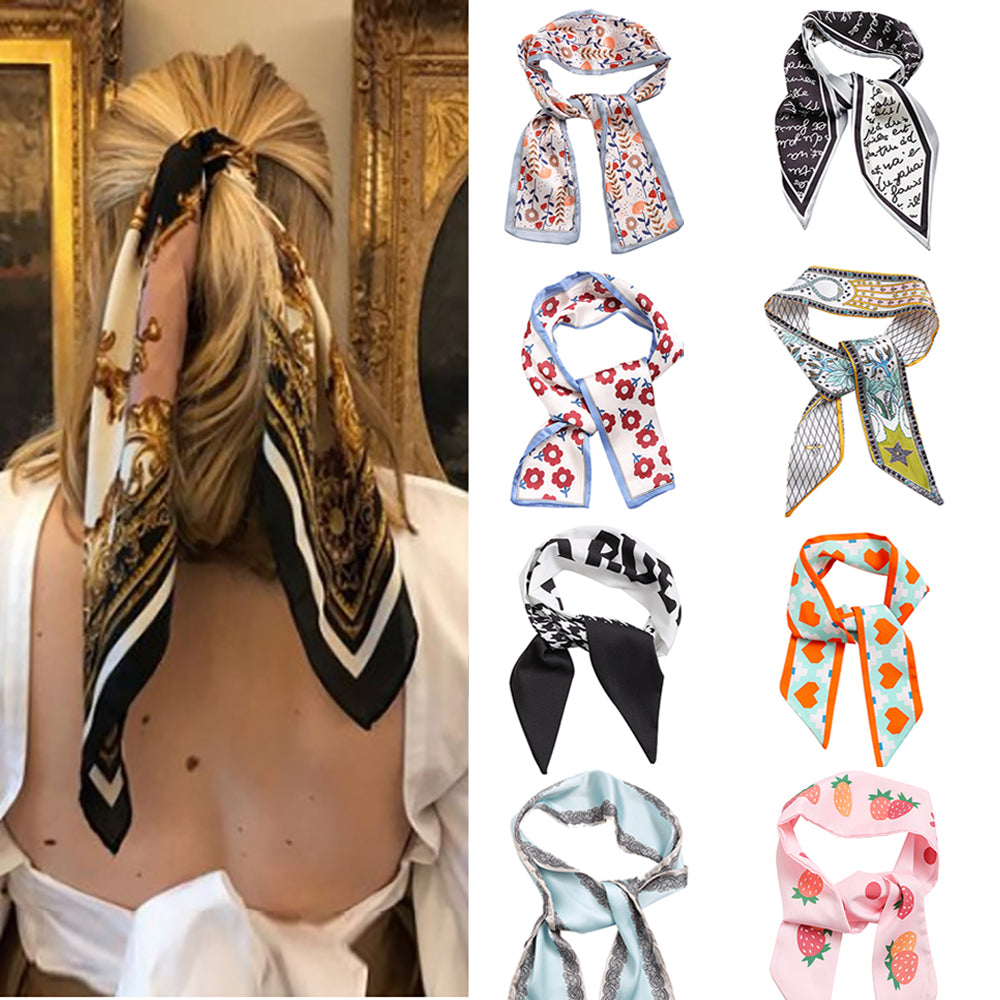 Fashion Pearl Handkerchief Silk Scarves Women Satin Scarf Female Chiffon Wrap Hair Heads Scarves Bandanna For Ladies Dropship