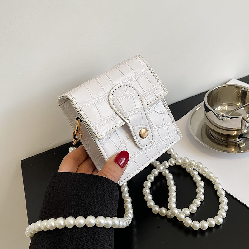 Stone Pattern Mini PU Leather Crossbody Bags for Women 2021 Pearl Design Fashion Ladies Luxury Lipstick Handbags and Purse L003