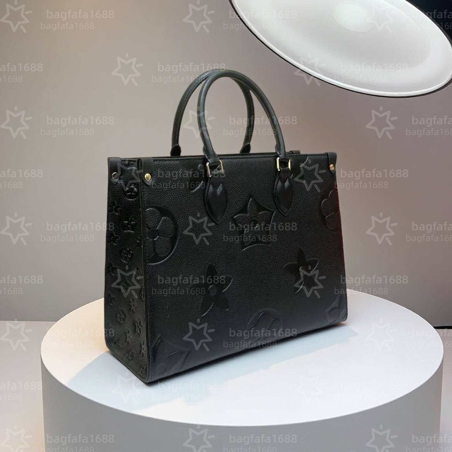 Onthego the tote Mirror quality Designer Bag for Woman man fashion 10a Crossbody black embossed bags Lady Luxurys Handbag real Leather Shoulder clut