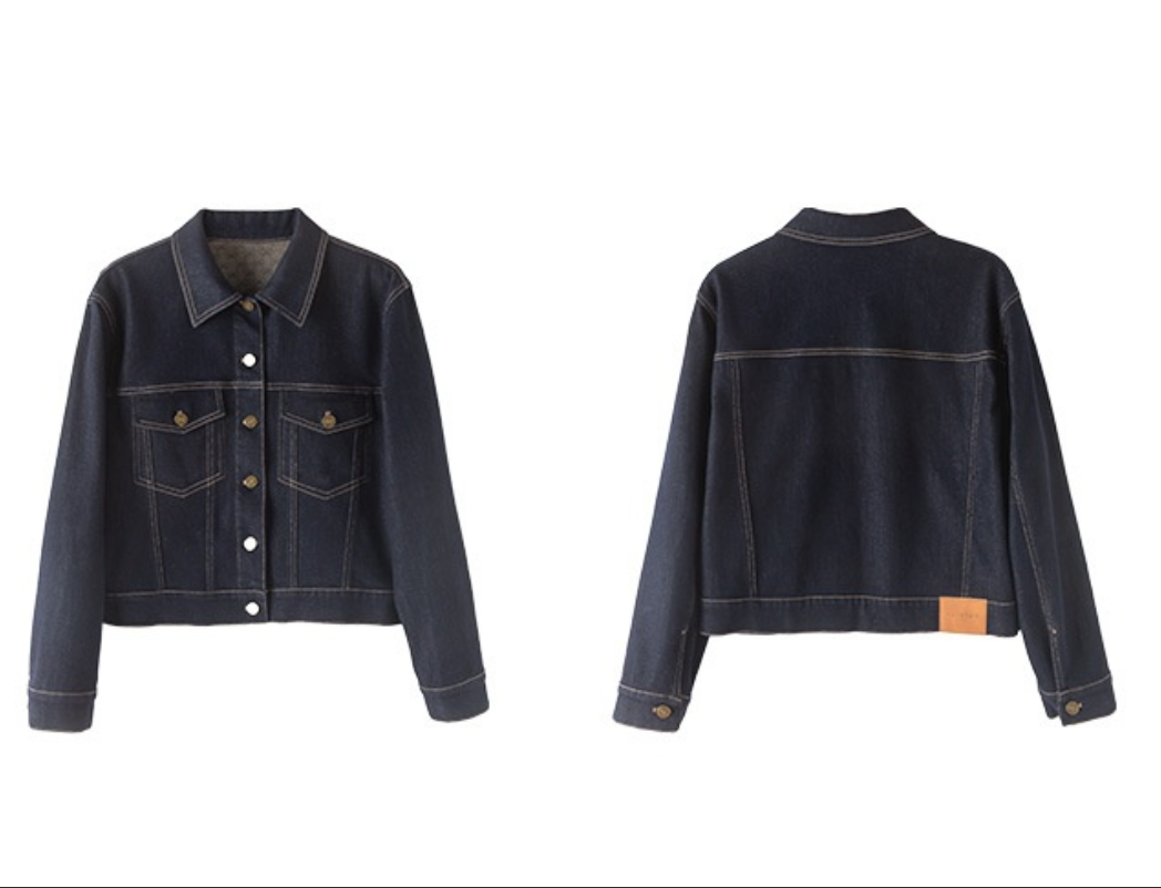 Designer Women&#039;s Coat Fade Resistant Dark Blue Denim Jacket womens Inner Print Stylish Slim Fit Casual Outerwear winter coats designer