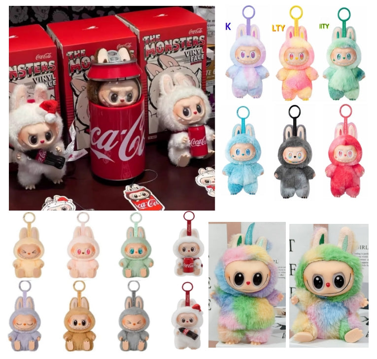 new V2 V3 V4 Coke Labubu cola 3PCS-1 set series plush vinyl face blind box macaron trendy Children&#039;s Christmas play gift pendant Blind box