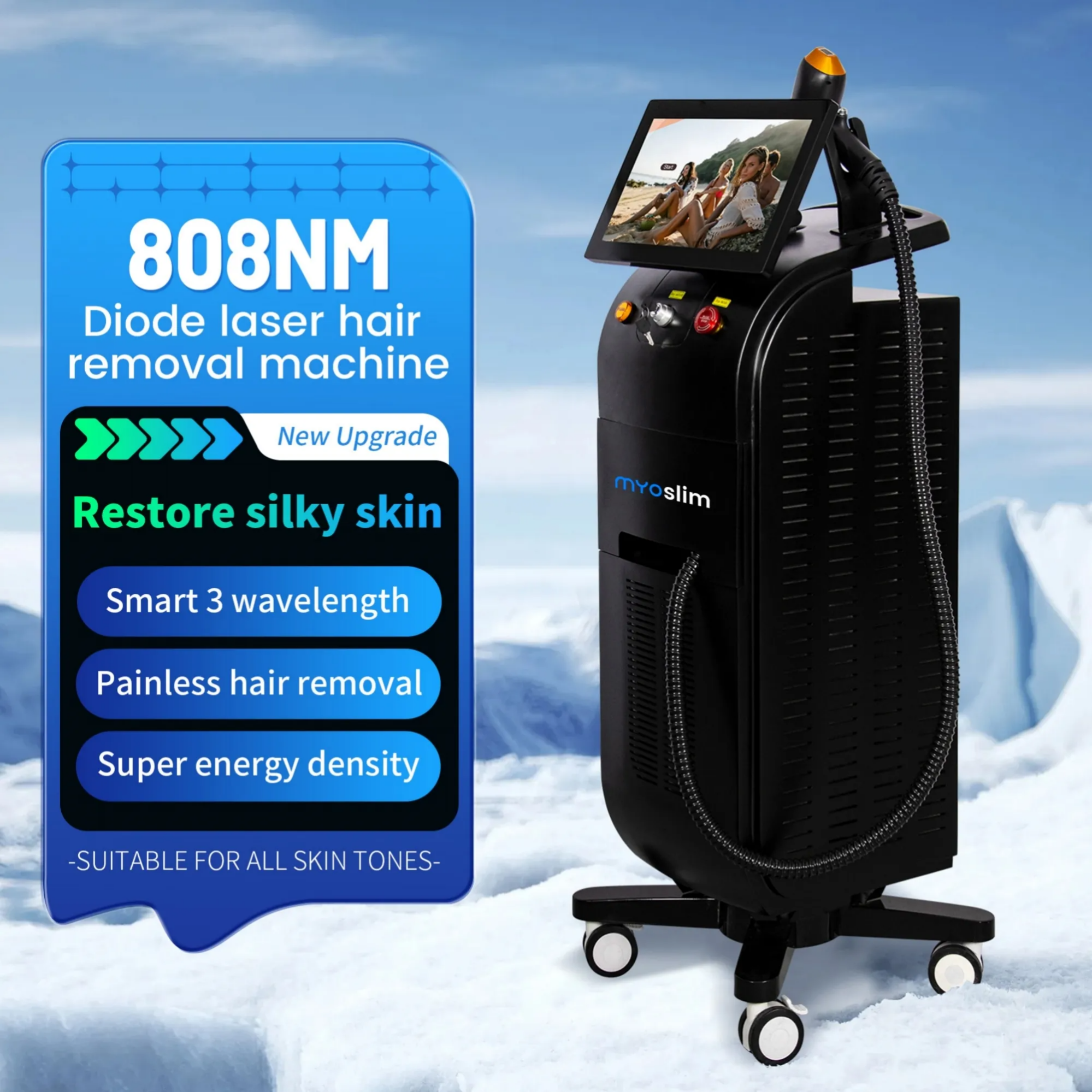Professional Diode Laser Hair Removal Machine For Clinic Ice Cooling Permanent Hair Removal And Skin Rejuvenation System
