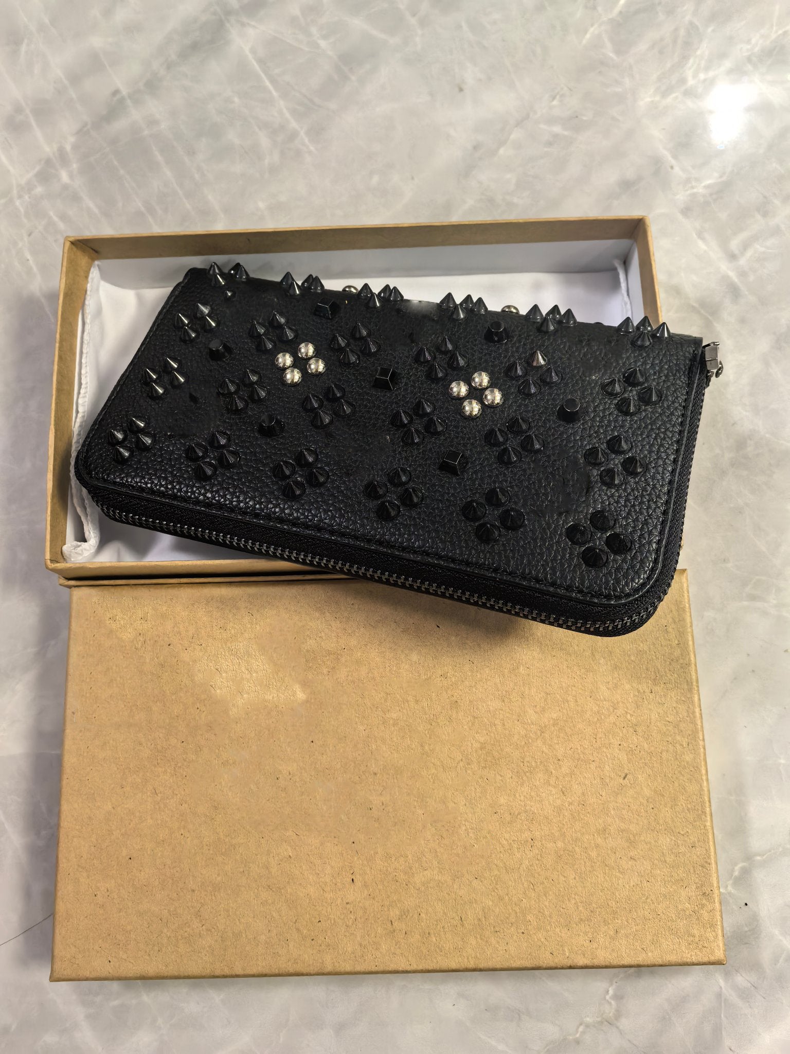 Luxury Designer Bag Rivet Bead Wallet With Box Designer Bag Purse Clutch Cards Holders Fashion Women Accessories