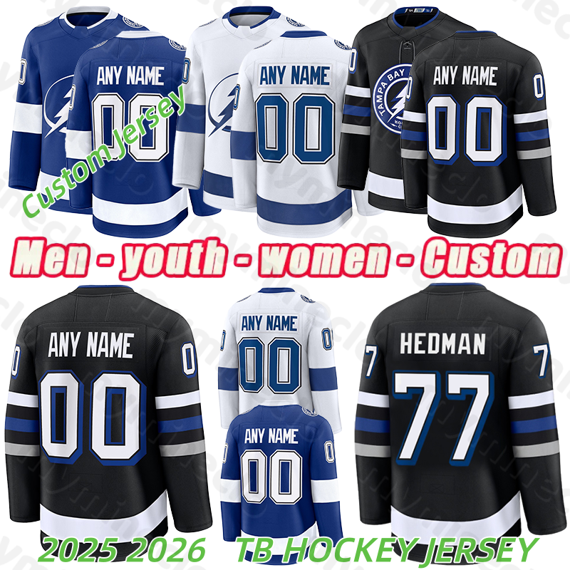 TB Hockey jersey Nikita Tampa #86 Kucherov Cernak Bay #88 Vasilevskiy Lightning Jersey Brayden Cirelli Brandon Stamkos Lilleberg Hedman 2025 mens Ho