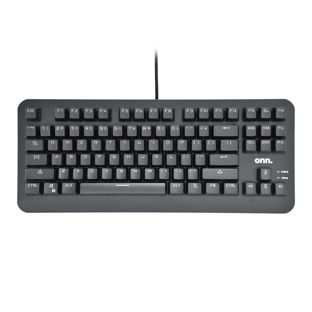 onn. RGB Mechanical Gaming Keyboard with Compact Tenkeyless Design, Blue Switches, 6ft USB Cable, Black