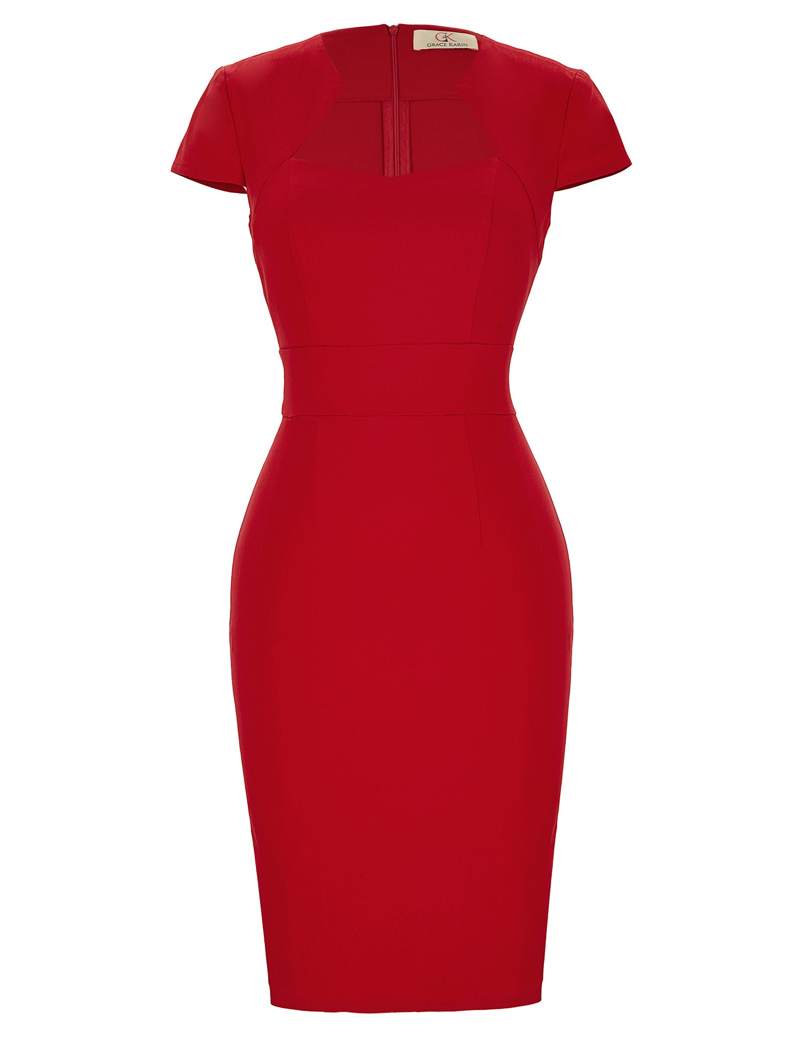 Grace Karin Women Dress Summer Cap Sleeve Stretchy Hips-Wrapped Dresses Lady Office Work Wear Bodycon Party Knee Pencil Dress