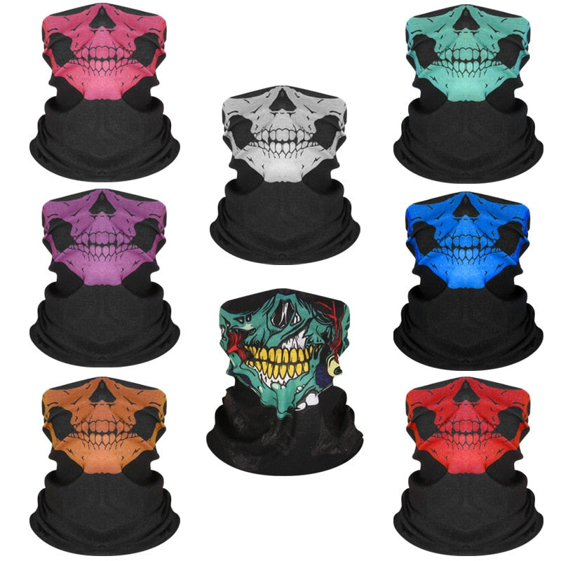 Halloween Ride Bandana Man Women Headscarf Ski Skull Half Face Ghost Scarf Neck Riding Hiking Scarves Cuello Balaclava Headwear