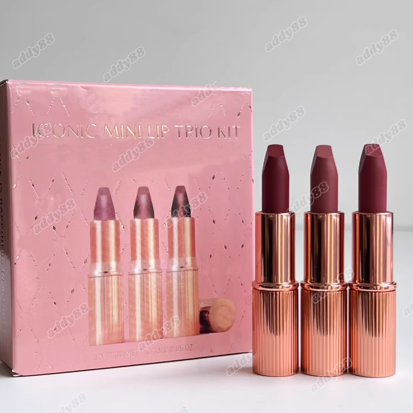 Lip Makeup Set Matte Lipstick Mini Lip Trio 1.5g*3pc pillowtalk walk of shame supermodel 3 Colors Gift Box Rouge Matte lipsticks