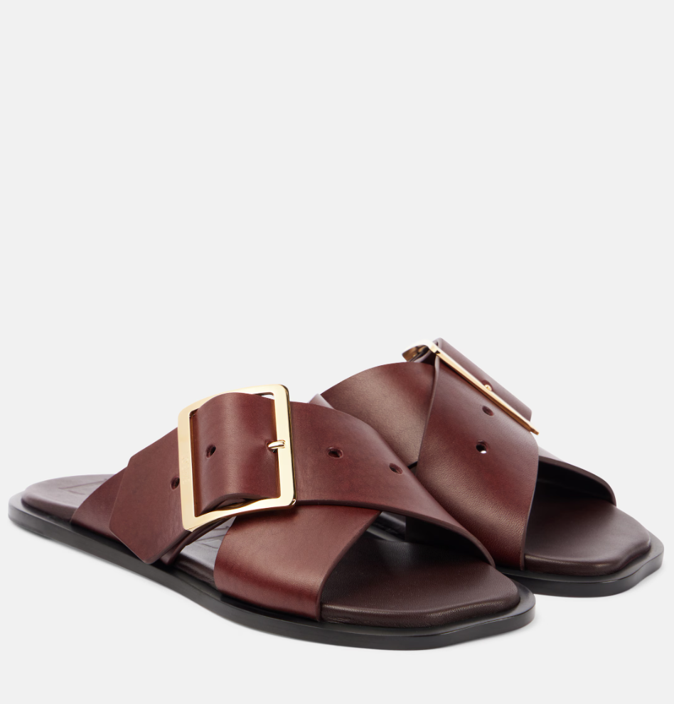 Summer Wholesale Women Petal Belt Buckled Sandals Shoes Women Crisscross Straps Leather Slides Flats Slip On Casual Walking Comfort Beach Slippers