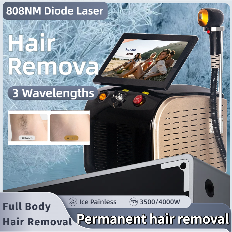 Best Depilator New Ice Platinum Cooling System Skin Care 808nm Diode Laser Hair Removal Machine 3-Wavelength 808nm 755nm 1064nm Laser Machine CE