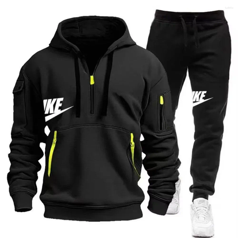 Men&#039;s Tracksuits 2025 Autumn And Winter Set: Multi-pocket Hoodie Sport Long Pants Set Casual Wear Sportswear Warm