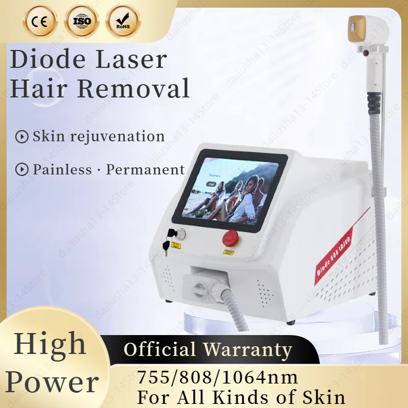 2025 Epilator Laser Ice Platinum Cooling System Skin Care 808nm Diode Laser Hair Removal Machine 3-Wavelength