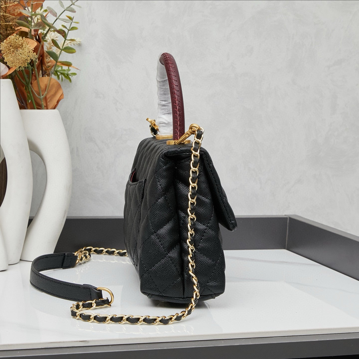 Luxury genuine leather bag for women 2025 new fashion diamond lattice small fragrance chain caviar handbag messenger bag Valentine&#039;s Day gift