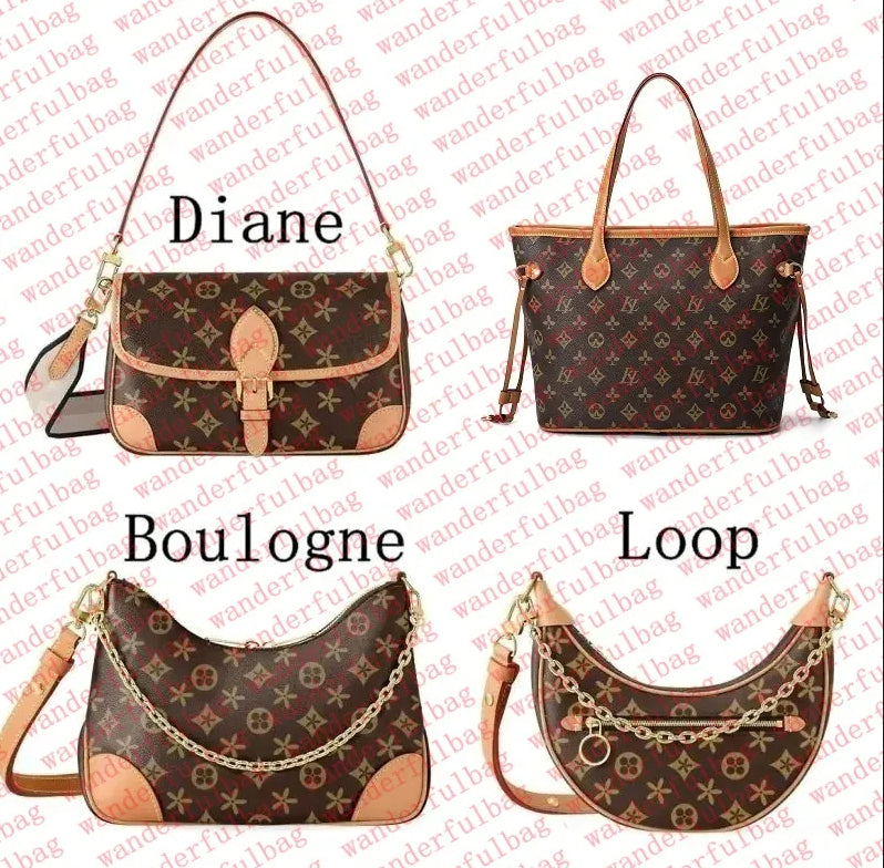 Designer Bag Shoulder Bag Women Crossbody Bags Leather Handbag Old Flower Diane Baguette Large-capacity Canvas Strap Enbossed Letters Woman Wallet P