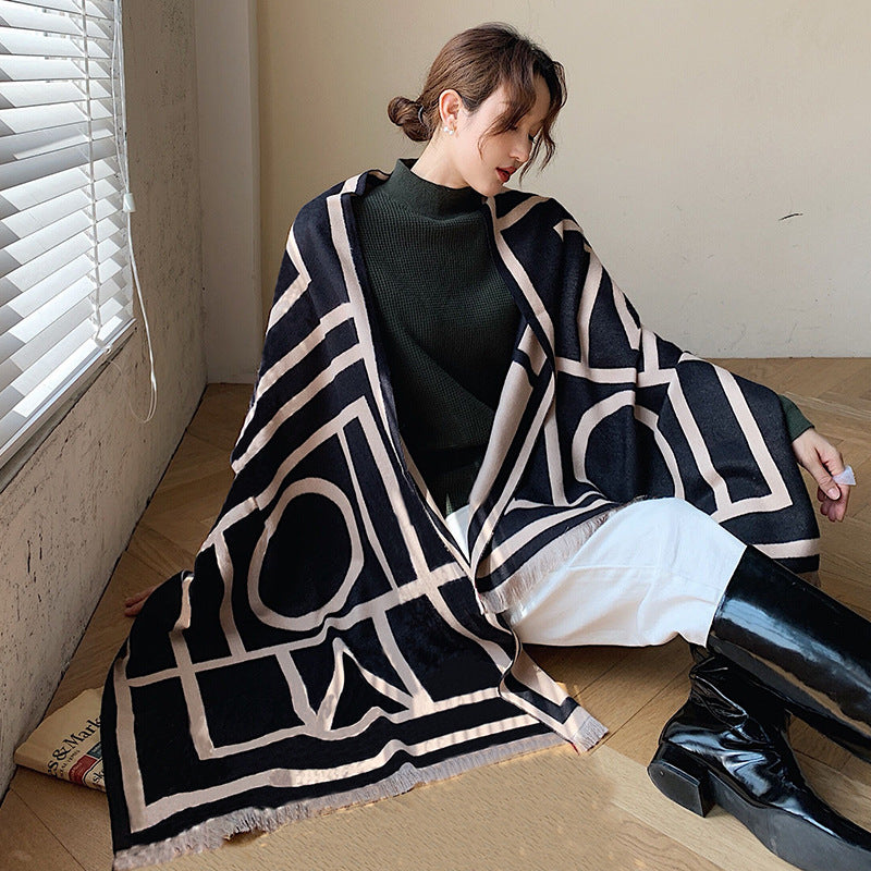 Luxury Women Cashmere Scarf Winter Pashmina Warm Shawls and Wraps Lady Print Thick Blanket Neck Scarves Bufanda