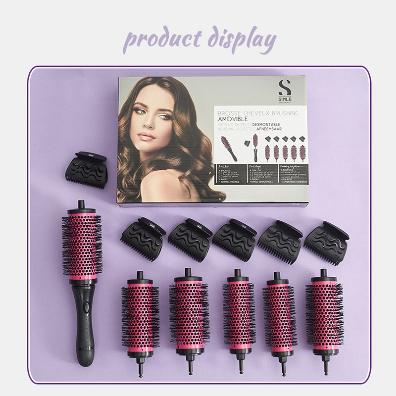 Hair Brushes Top Deals 6pcs-set 3 Sizes Detachable Handle Hair Roller Brush with Positioning Clips Aluminum Ceramic Barrel Curler Comb