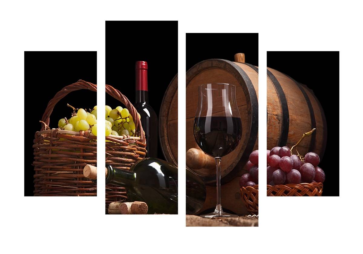 4pcs-set Unframed Red Wine and Grapes HD Print On Canvas Wall Art Picture For Home and Living Room Decor