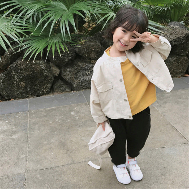 Solid color kids jackets for girls autumn clothes 2T 3T 4T children jacket and coat litter girl outerwear costume