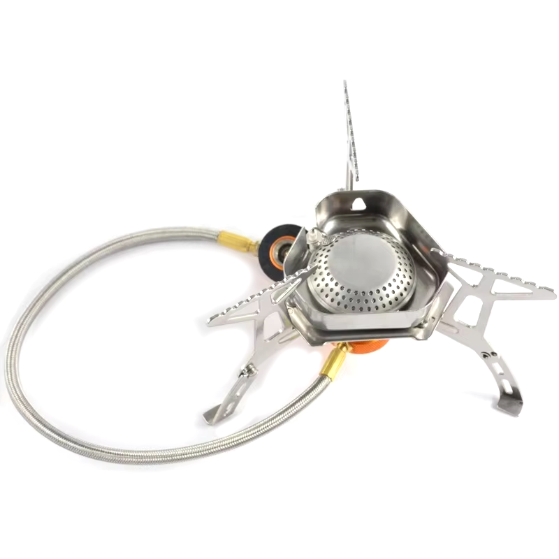 outdoor portable backpacking camping gas stove windproof stainless steel mini butane stove burner