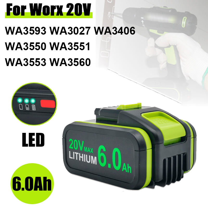 For Worx 20V Li-ion Replacement Battery for Worx WA3551 WA3551.1 WA3553 WA3641 WG629E WG546E WU268 for Worx Power Tools WX386