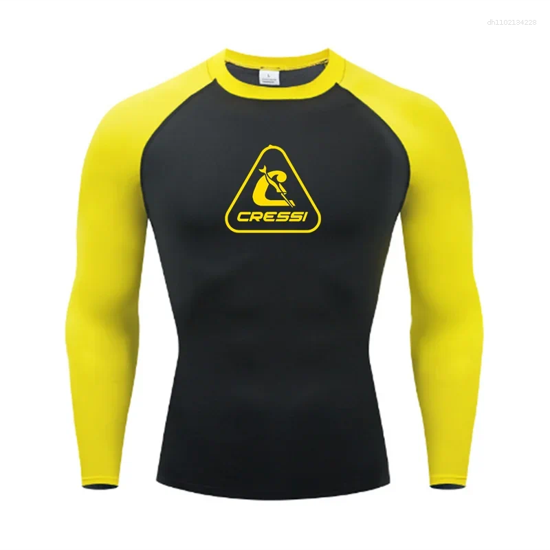 Men&#039;s T Shirts Long Sleeve Rash Guards Surf T-shirts UV Protection Swimsuit Surfing Diving Swimwear Swim Beach Clothes Rashguard