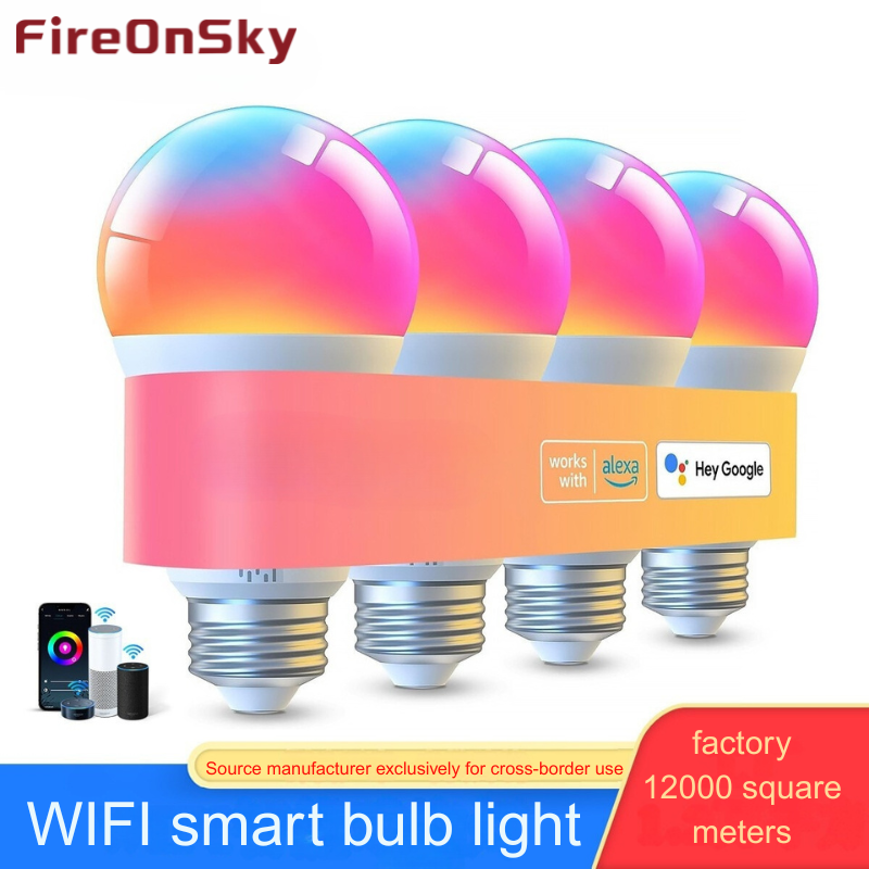 WiFi Bluetooth Smart Light Bulb, Works with Alexa & Google Home, RGBW Color Changing Music Sync Bulb with Voice Control for Home Party Gaming Lighti