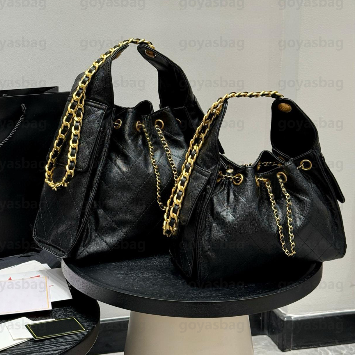 designer tote bag summer 25 handbag 25c 25s hobo bag genuine grained leather silvery black calfskin chain shoulder hobo mirror quality purse women c