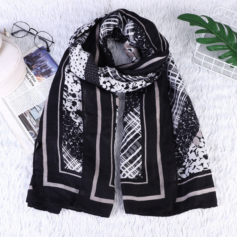 (Scarves 2021 Spring and Autumn New Korean Style Artistic Fresh Cotton Linen Womens Fashionable Simple Scarf Sun Protection Keeping Warm Sh