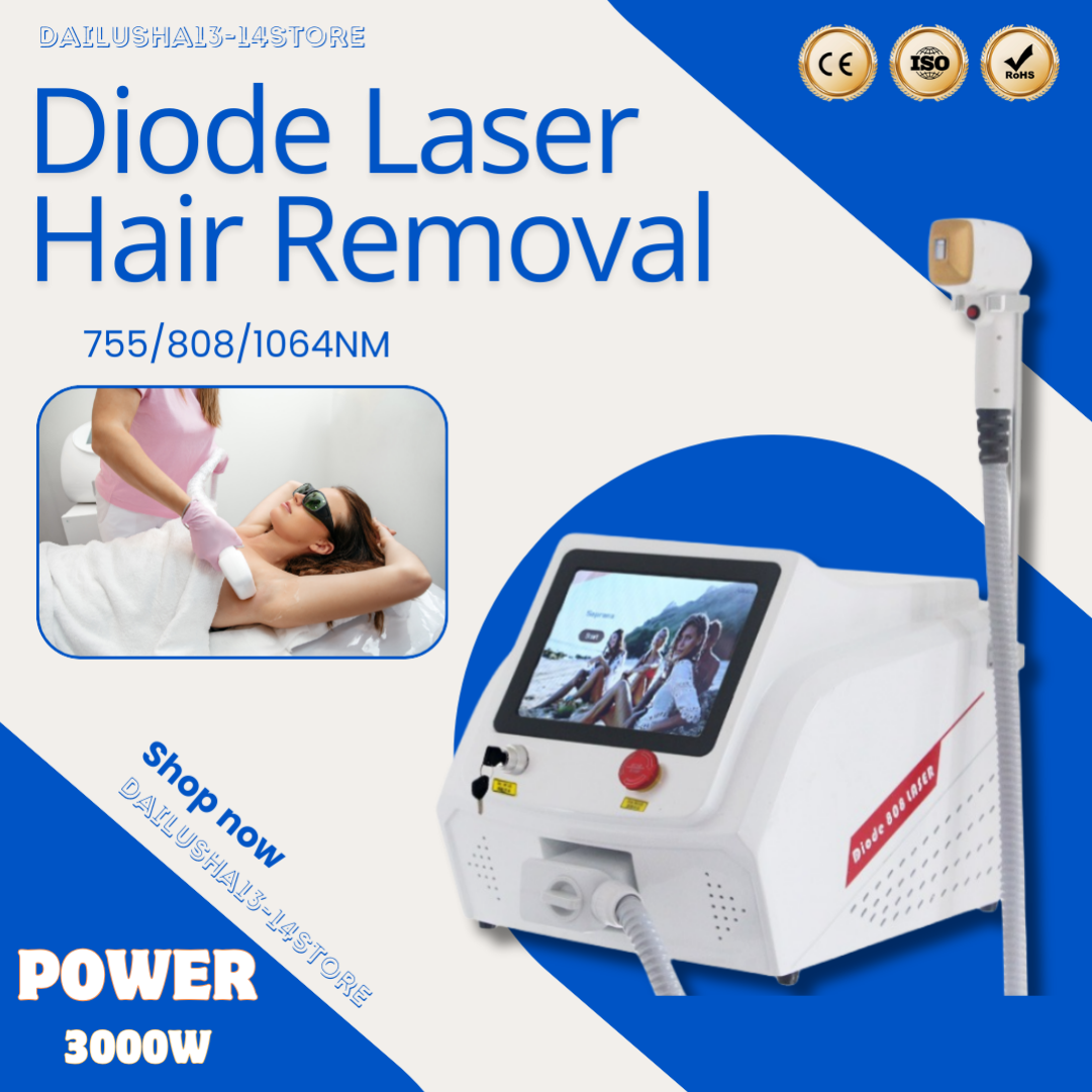 Diode Laser Hair Removal 3 Wavelength 755nm 808nm 1064nm Permanent Painless Hair Removal Machine For Salon