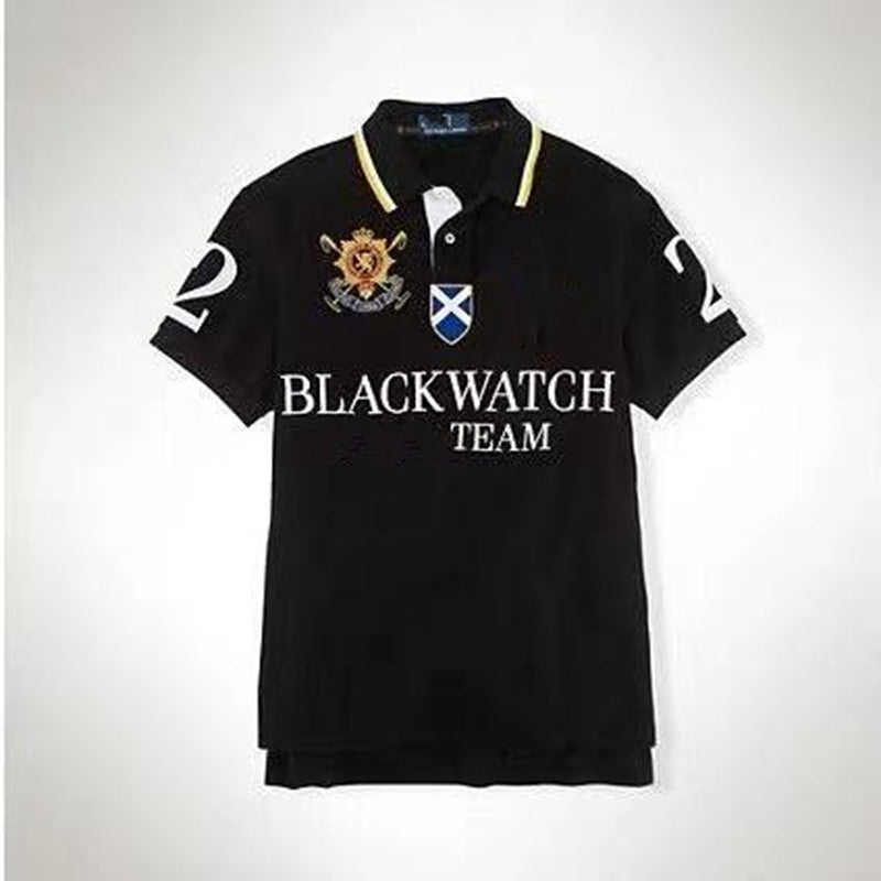 Wholesale 2144 Summer New Polos Shirts European and American Men&#039;s Short Sleeves CasualColorblock Cotton Large Size Embroidered Fashion T-Shirt