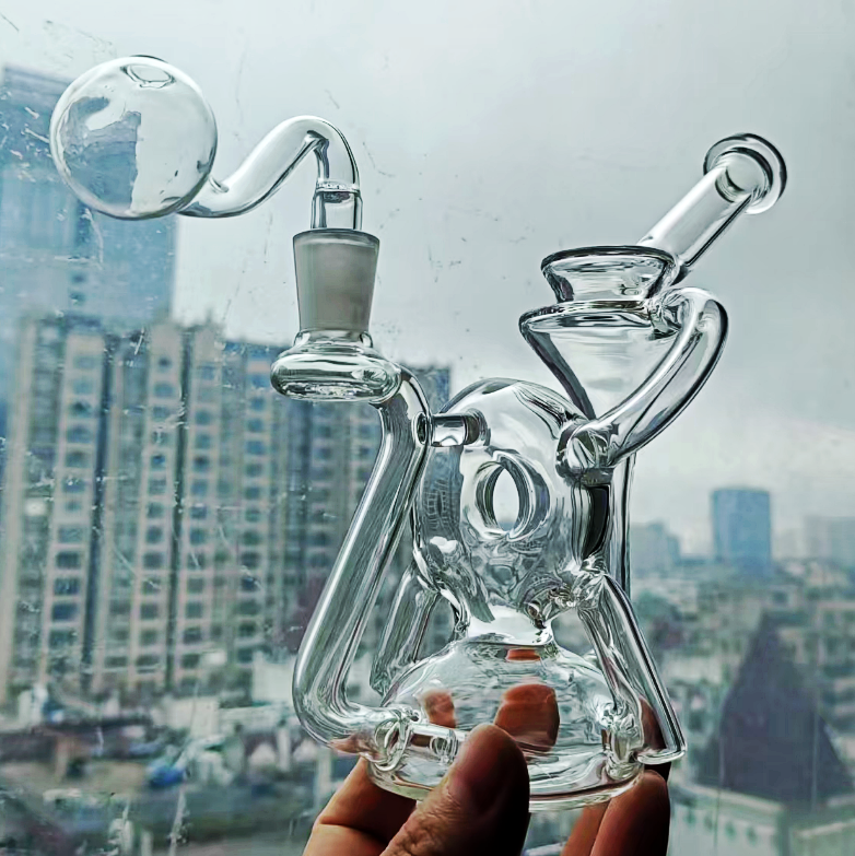 Glass Bongs Hookahs Smoking Percolator water pipes Bubble Recycler Oil Rigs Water Bong Dabber Pipe With 14mm joint