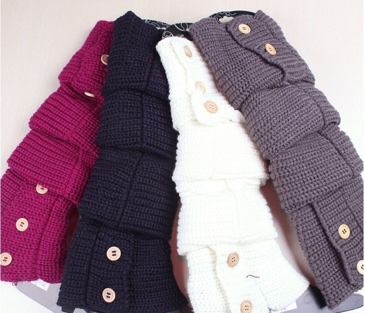 winter solid button design Knitted Leg Warmers Stocking Socks Boot Covers Leggings Tight 24 pairs-lot mixed colors #3436