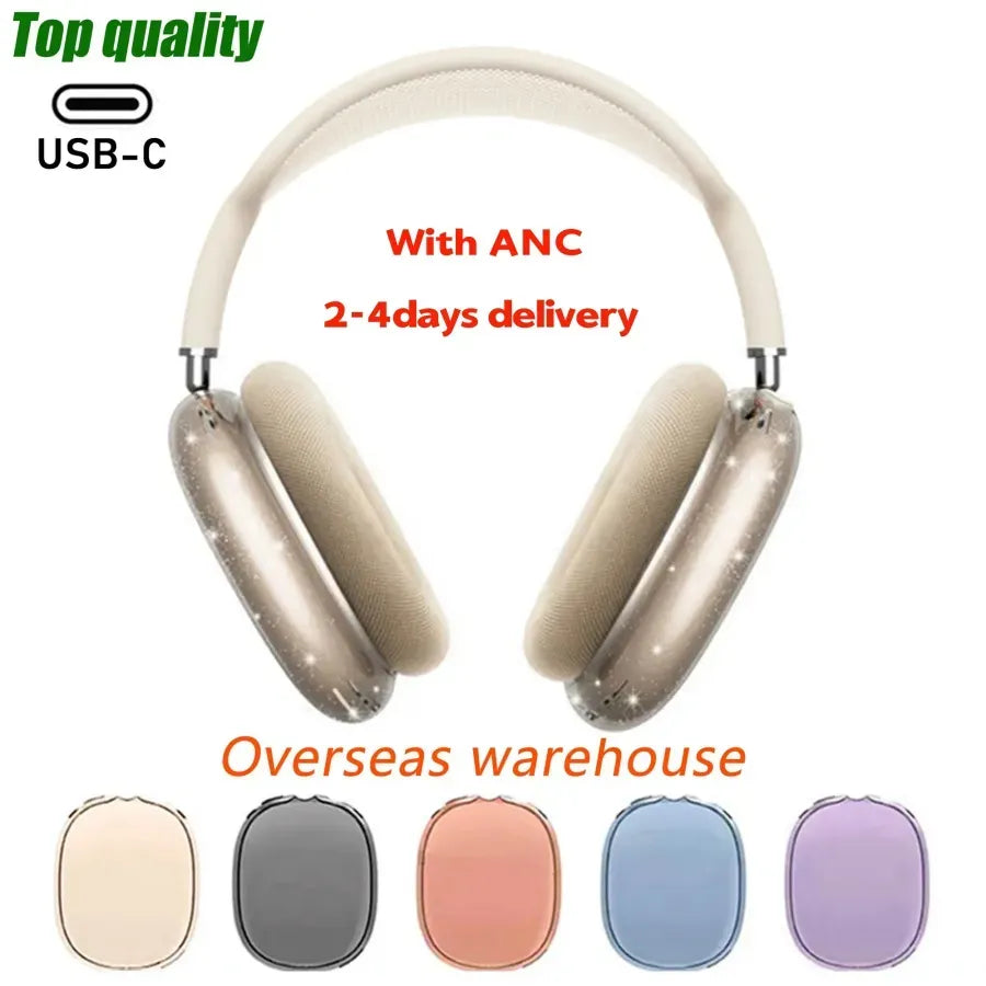 Metal with ANC For Airpods Max CASES Earphones Accessories Transparent TPU Solid Silicone Waterproof Protective case AirPod Maxs Headphones Headset