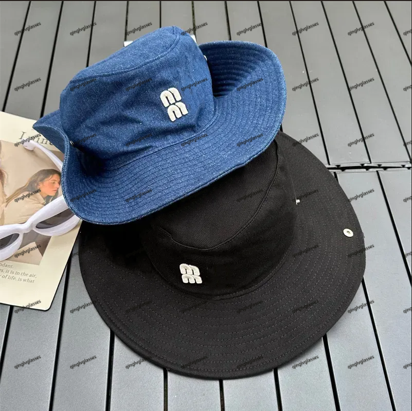 Wide Brim Hats Designer Women Jeans Bucket Hat Denim Fitted Flanging Bonnet Fisherman Mens Beanie Cowboy Sunhat