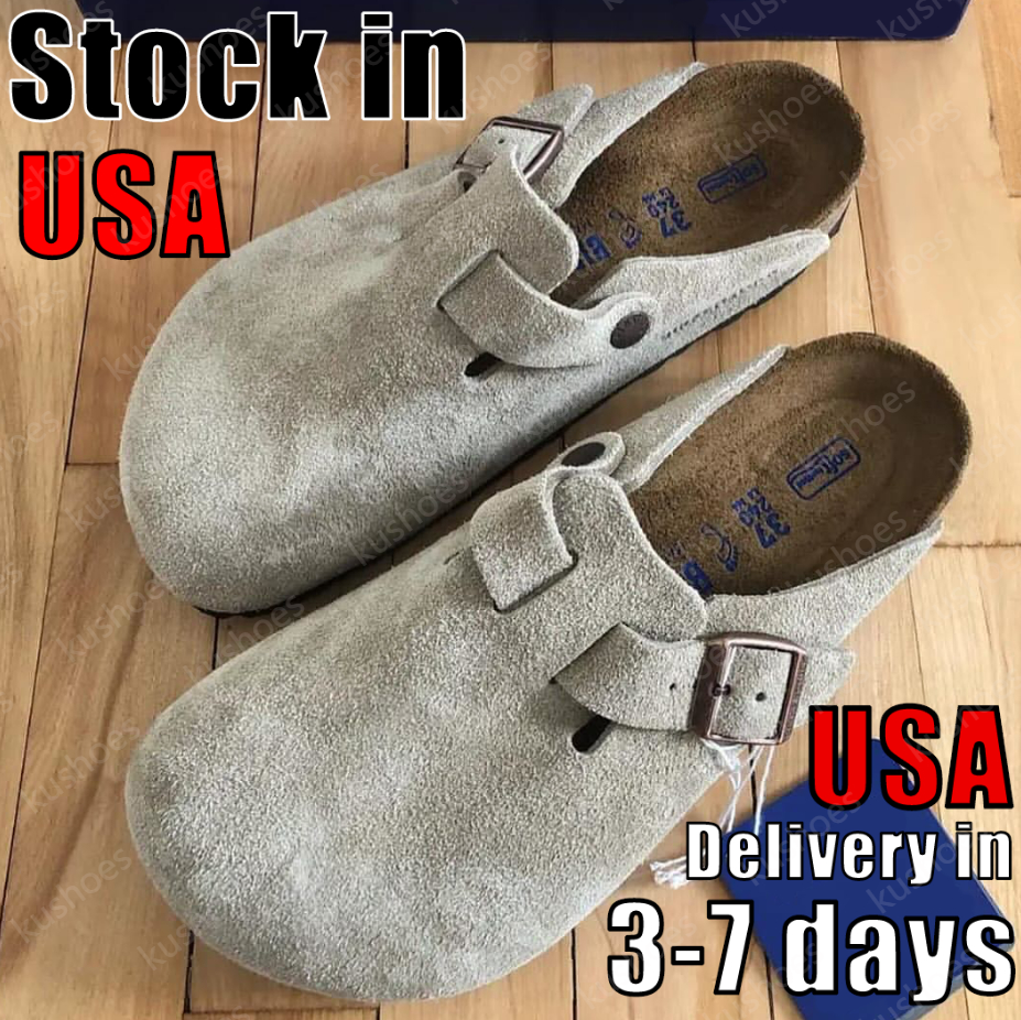 Designer Clogs Sandals Clog Slippers Taupe Flat High Quality Fashion Summer Genuine Leather Suede Slide Beach Casual Shoes Women Men Size 35-46