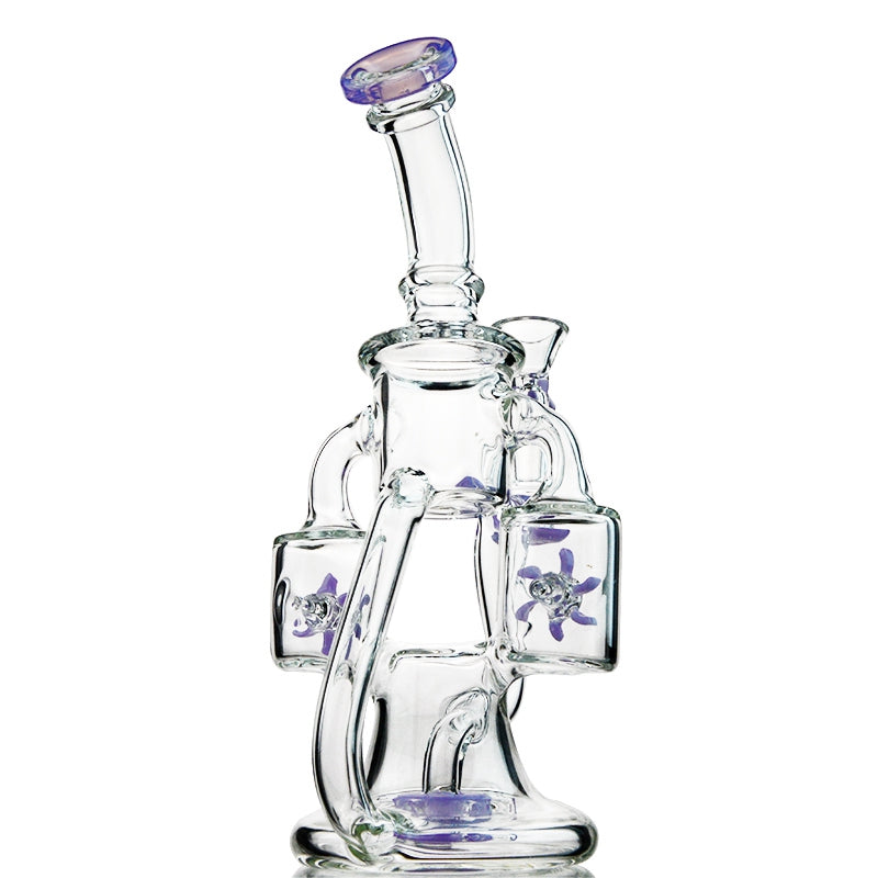 Water Pipes 12 Recycler Tube Glass Bong Vortex Recycler Oil Rigs Super Cyclone Dab Rig Smoking Pipes 14mm Female Joint XL167