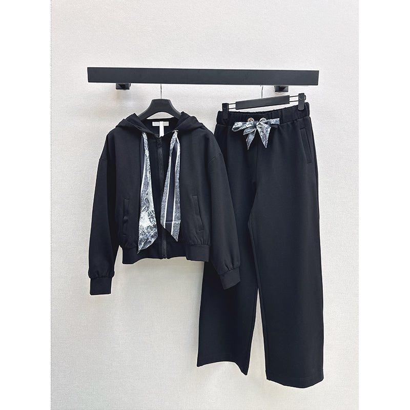 2025 New 2 Colors Hoodies Casual Tracksuit Women 2 Pieces Set Loose Long Sleeve Jacket Sweatshirts and Casual Pants